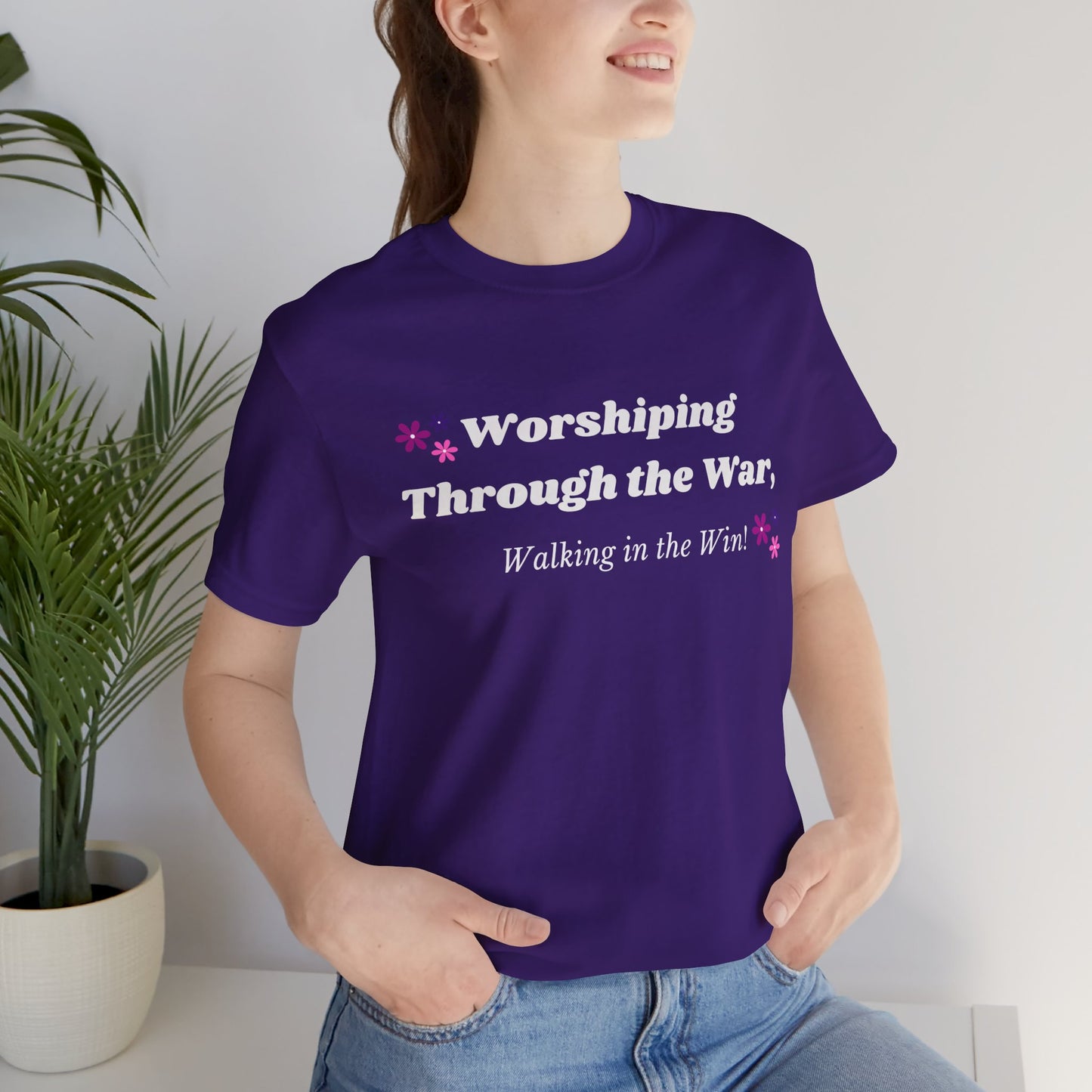 Worshiping Through the War Unisex Jersey Tee - Inspirational Graphic Shirt