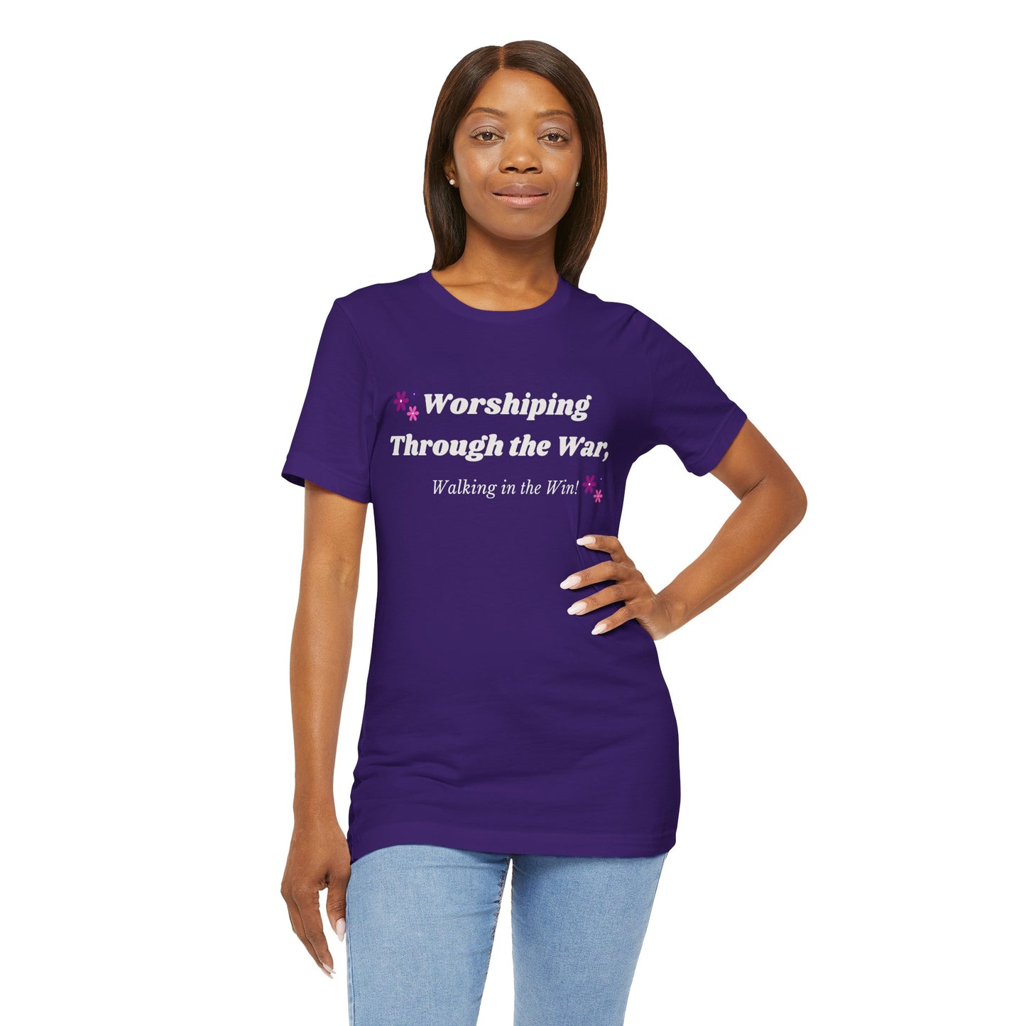 Worshiping Through the War Unisex Jersey Tee - Inspirational Graphic Shirt