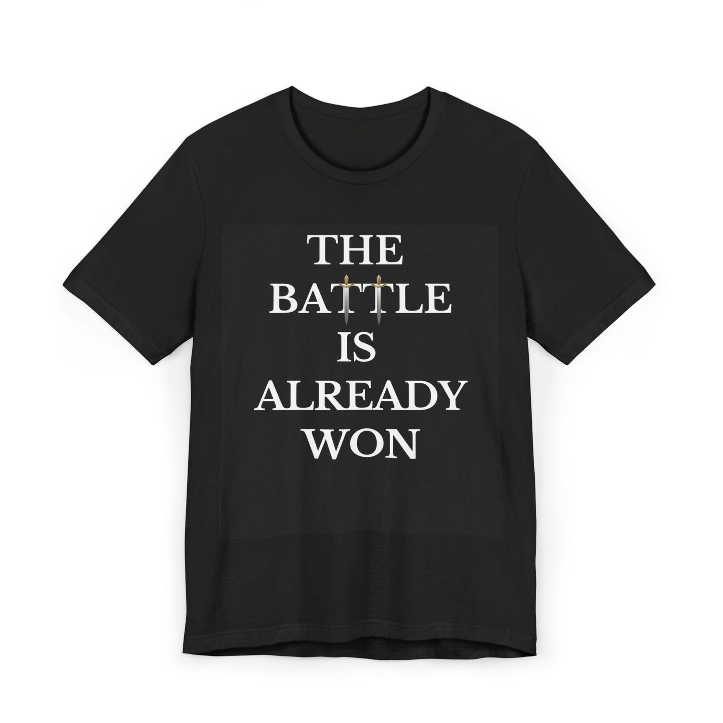 Motivational Black Jersey Knit T-Shirt'The Battle Is Already Won'