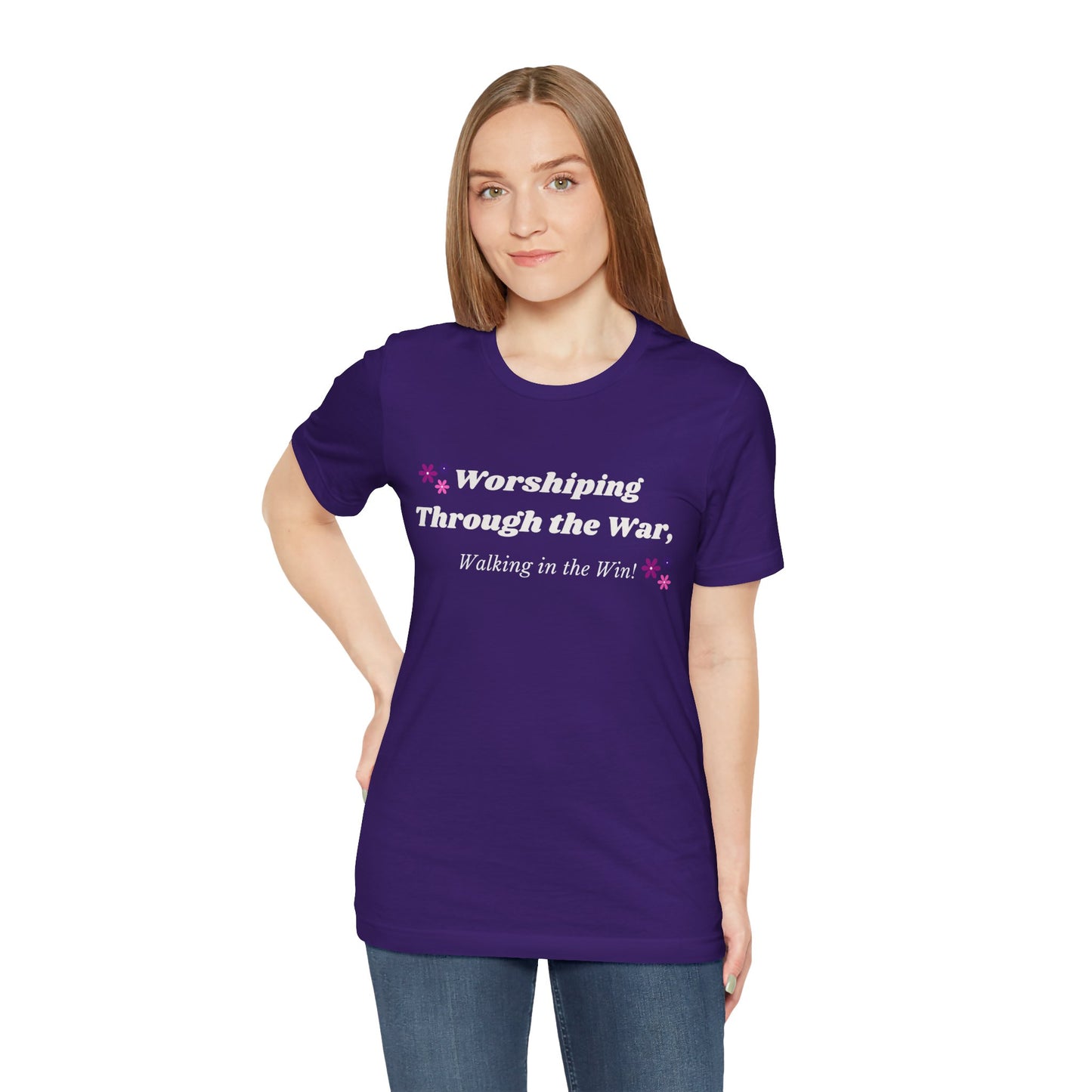 Worshiping Through the War Unisex Jersey Tee - Inspirational Graphic Shirt