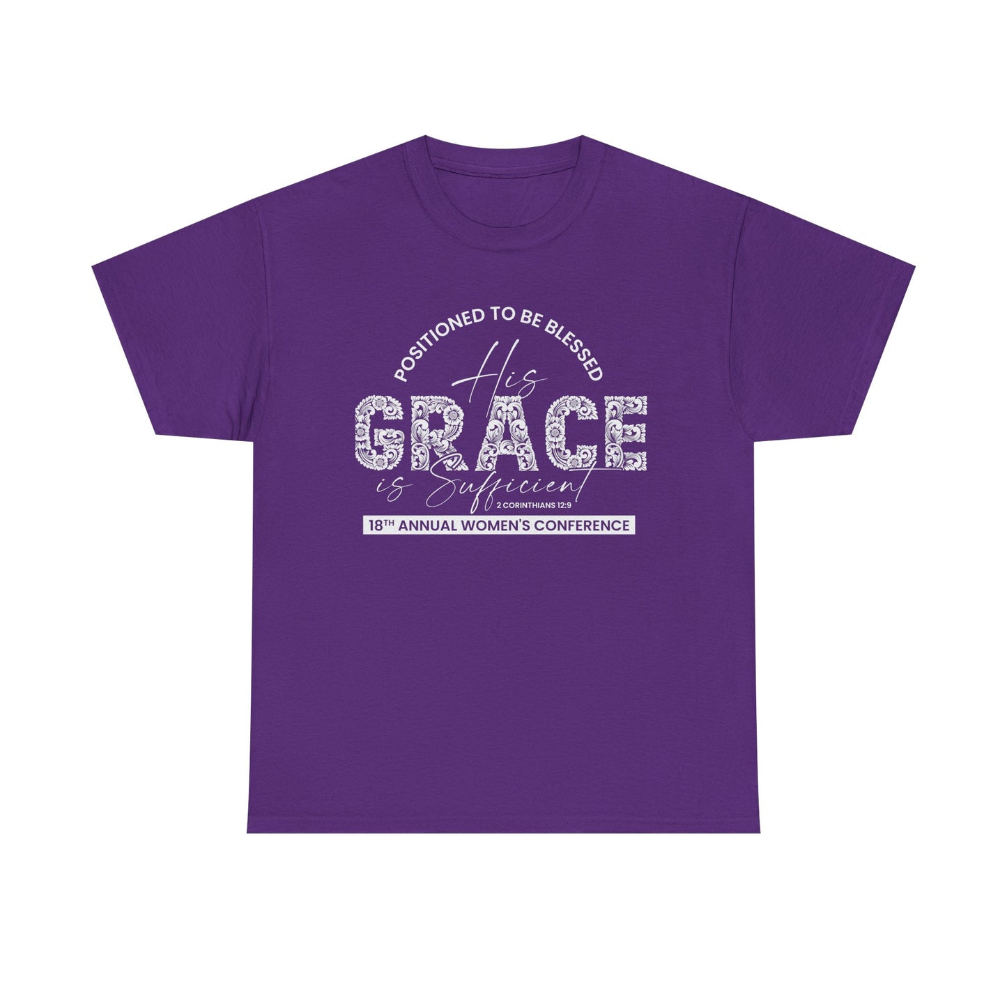 2026 Conference T-Shirts "His Grace is Sufficient'" White Font Purple