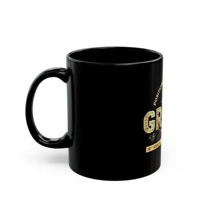 Inspirational Grace Coffee Mug — "His Grace Is Sufficient" Black Ceramic
