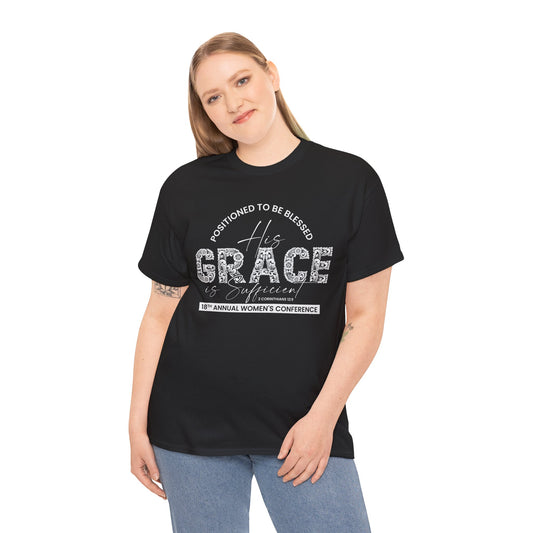 "His Grace is Sufficient " Conference TEE Shirt Black / White Font