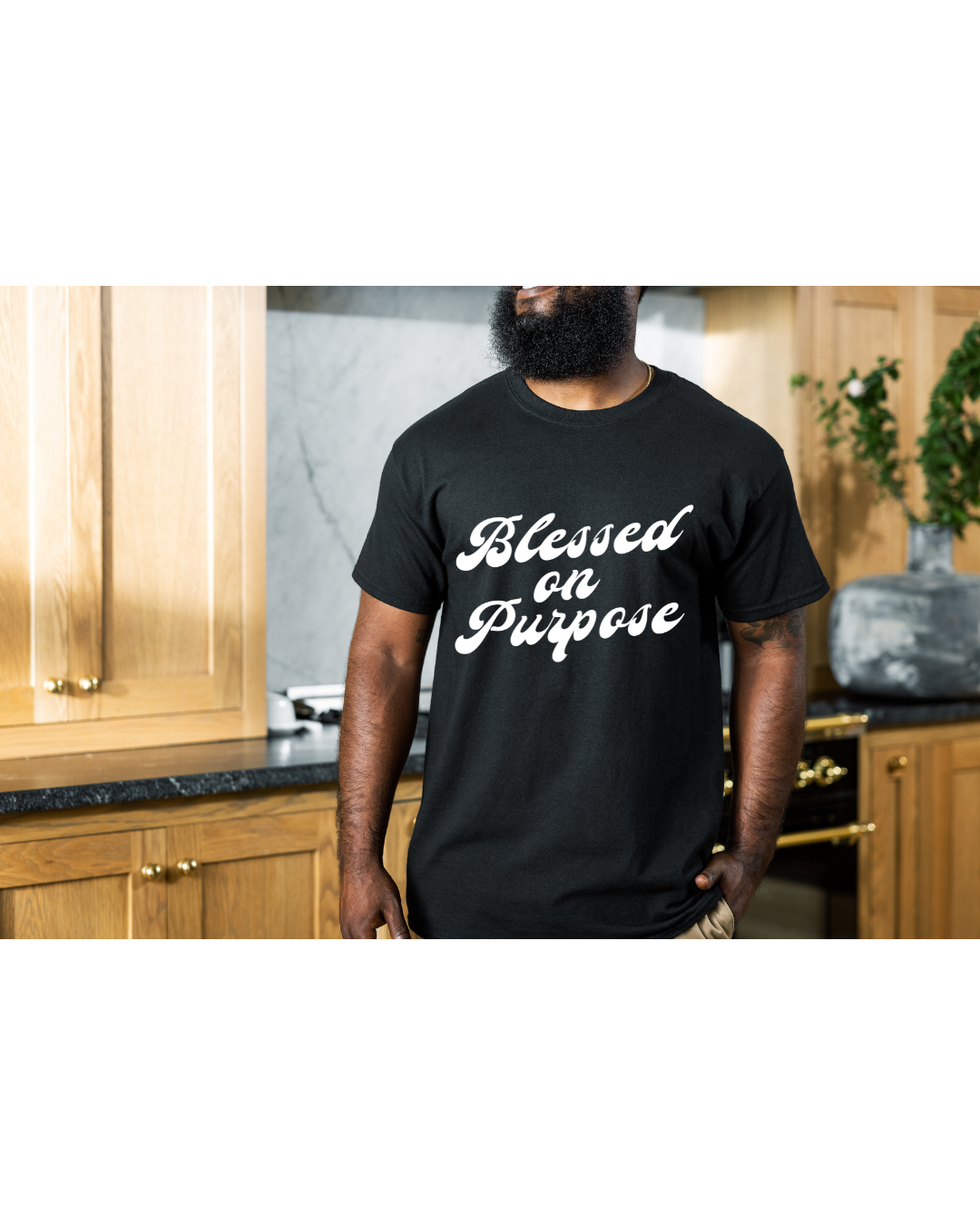 Blessed on Purpose Unisex Tee Shirt White Font
